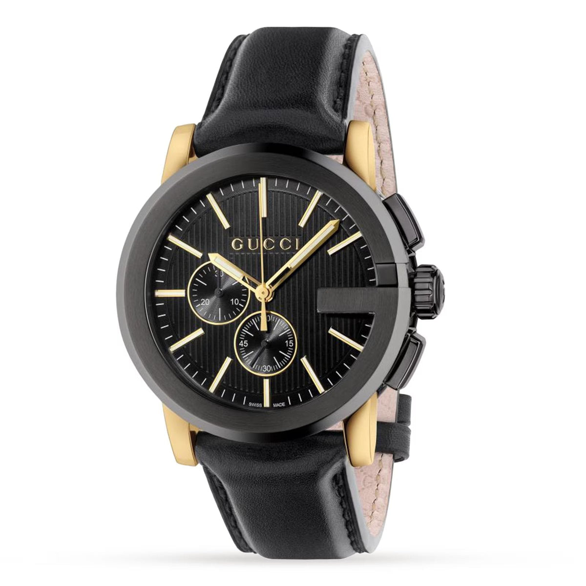 Gucci G-Chrono 44mm — Black Dial, Leather | YA101203