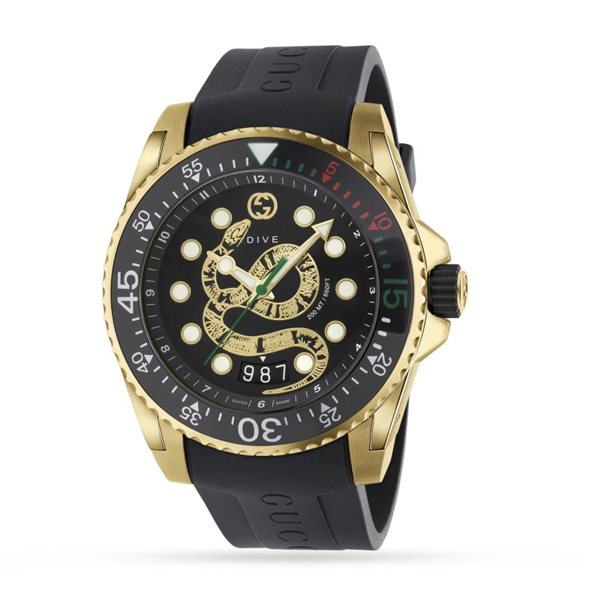 Gucci Dive 45mm — Kingsnake Dial, Gold-Tone | YA136219