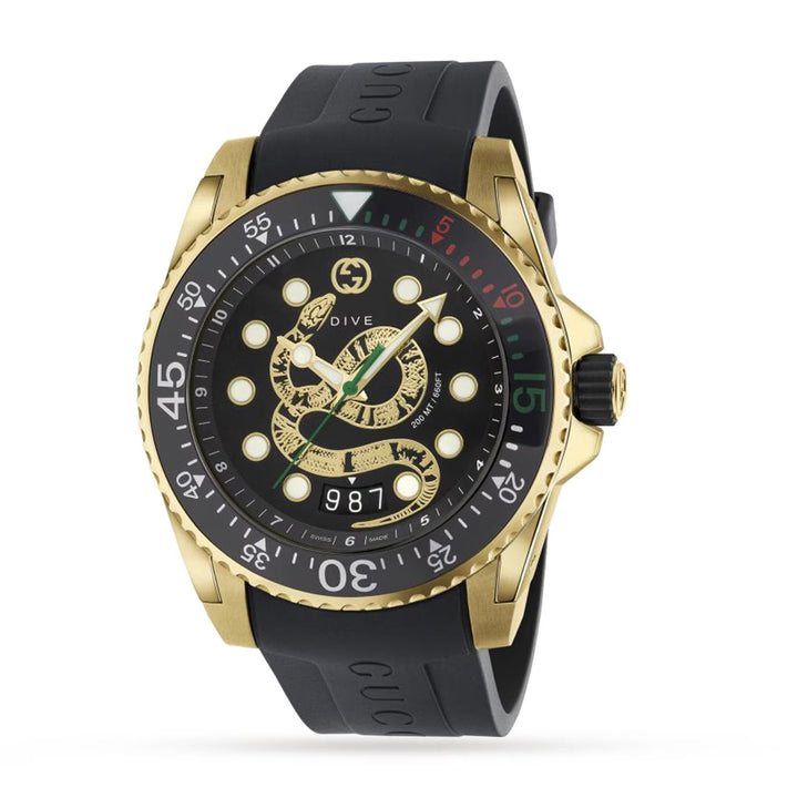 Gucci Dive 45mm — Kingsnake Dial, Gold-Tone | YA136219