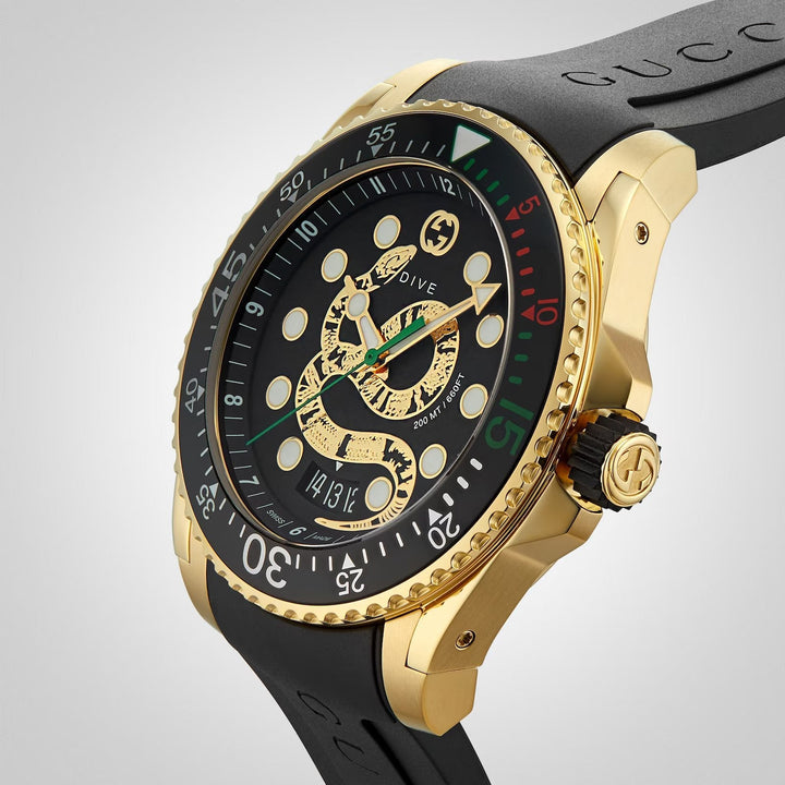 Gucci Dive 45mm — Kingsnake Dial, Gold-Tone | YA136219