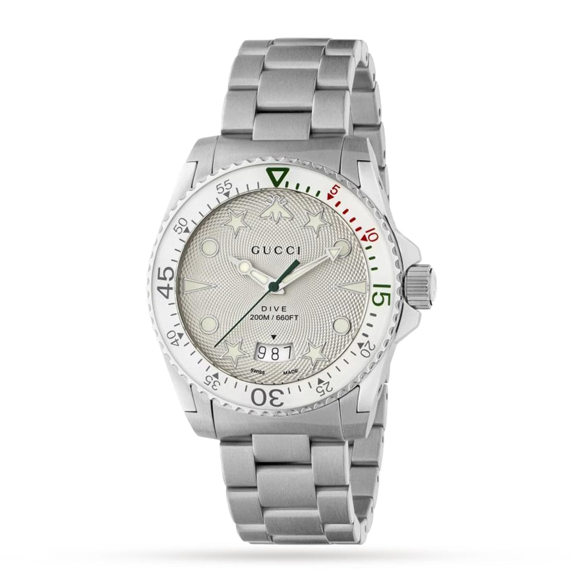 Gucci Dive 40mm — Silver Dial, Steel Bracelet | YA136336
