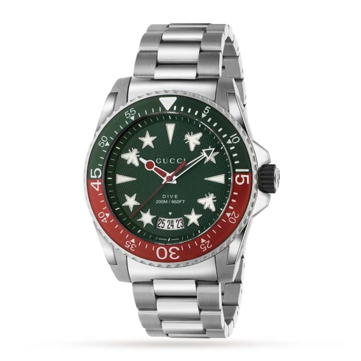Gucci Dive 45mm — Green Dial, Steel Bracelet | YA136222