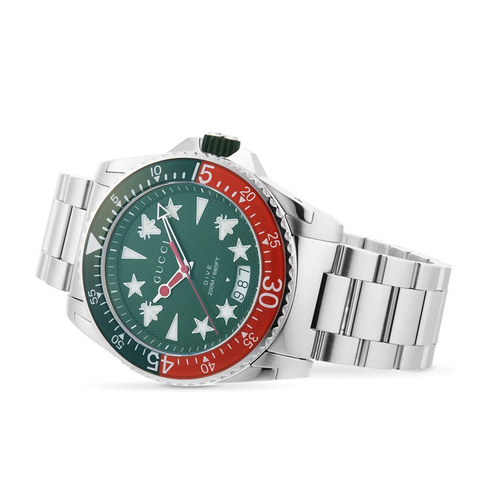 Gucci Dive 45mm — Green Dial, Steel Bracelet | YA136222