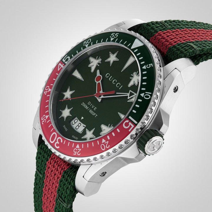 Gucci Dive 40mm — Green Dial, Web Strap | YA136339