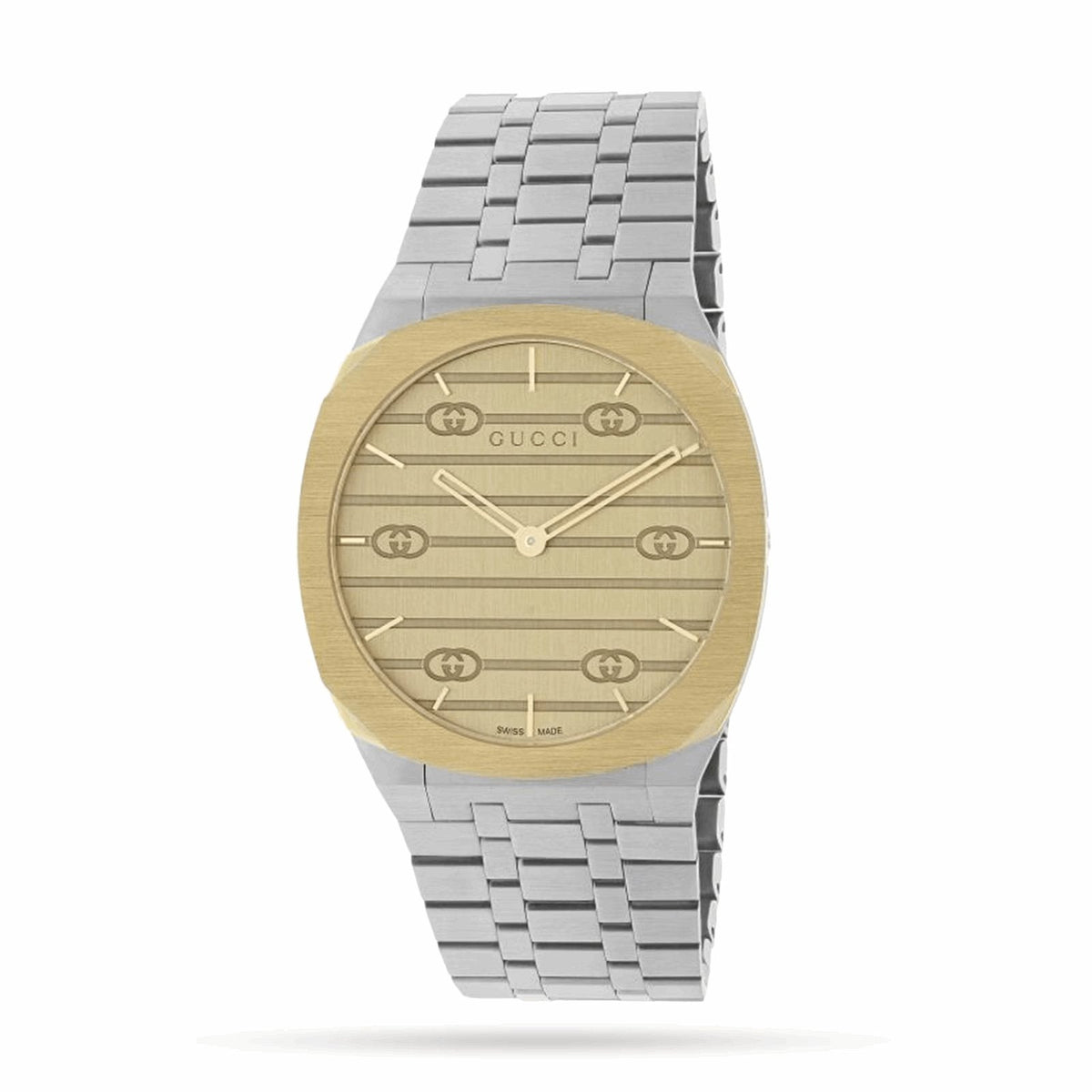Gucci 25H 34mm — Gold Dial, Two-Tone Steel | YA163403