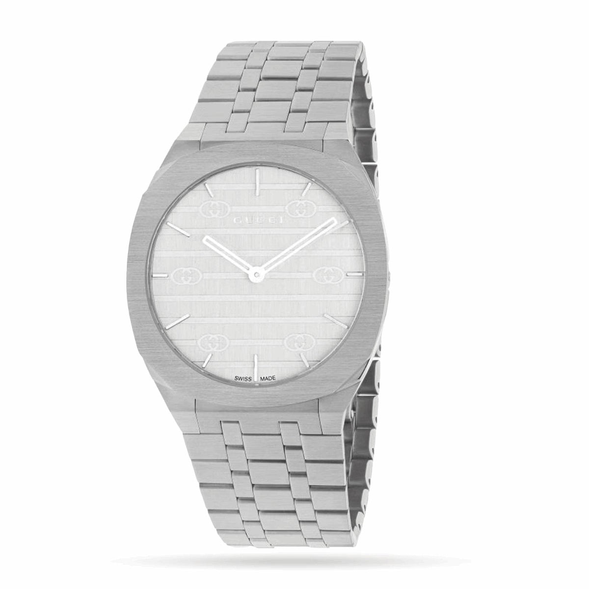 Gucci 25H 38mm — Silver Dial, Steel Bracelet | YA163407
