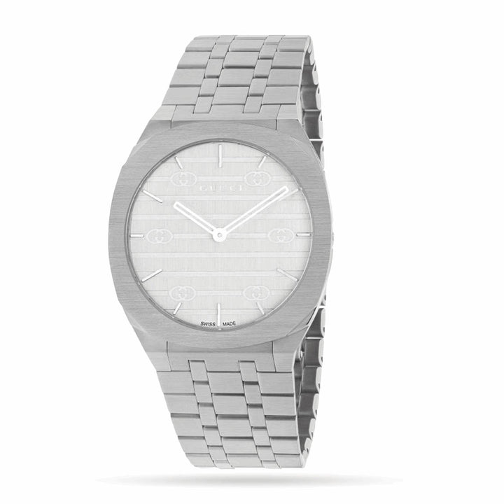 Gucci 25H 38mm — Silver Dial, Steel Bracelet | YA163407
