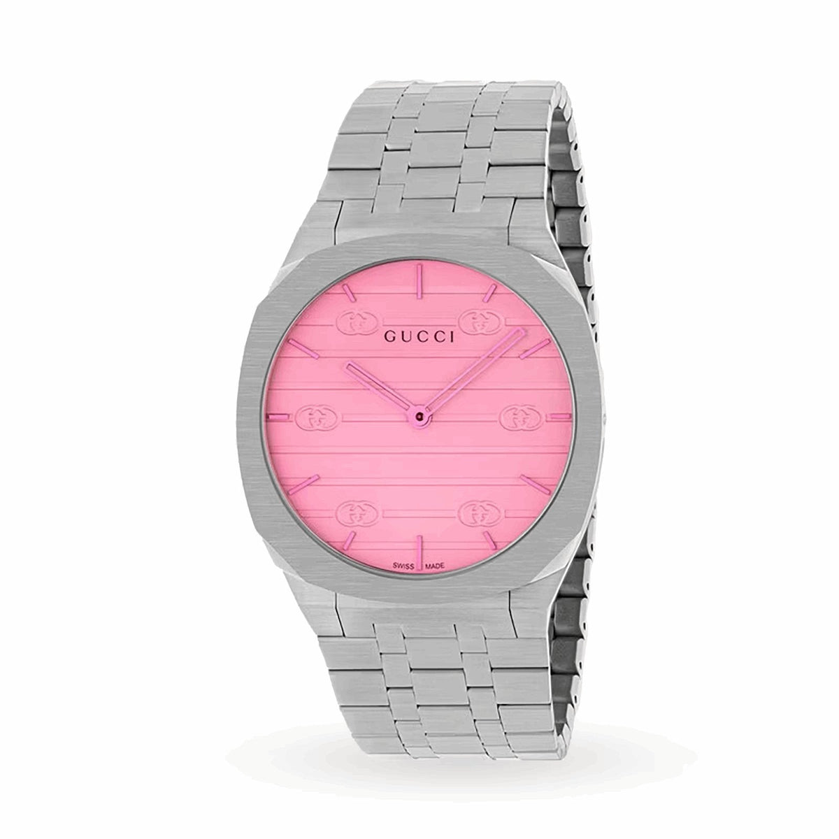 Gucci 25H 38mm — Pink Glass, White Dial | YA163410