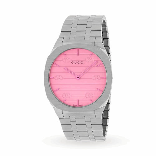 Gucci 25H 38mm — Pink Glass, White Dial | YA163410