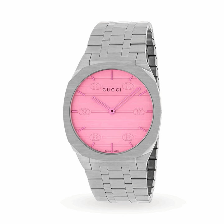 Gucci 25H 38mm — Pink Glass, White Dial | YA163410