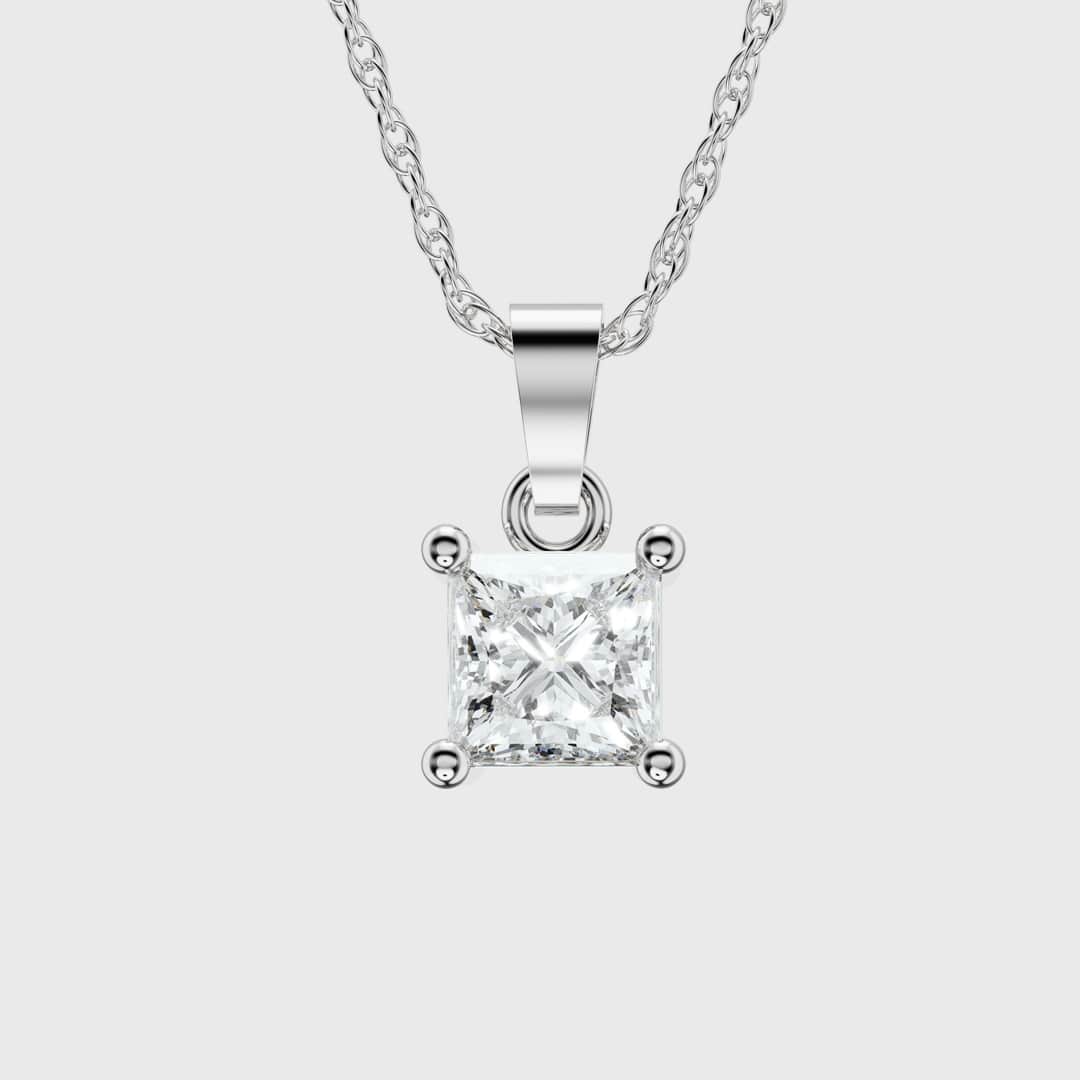 Certified Lab Grown Claw Prong Diamond Pendant (Princess Cut)