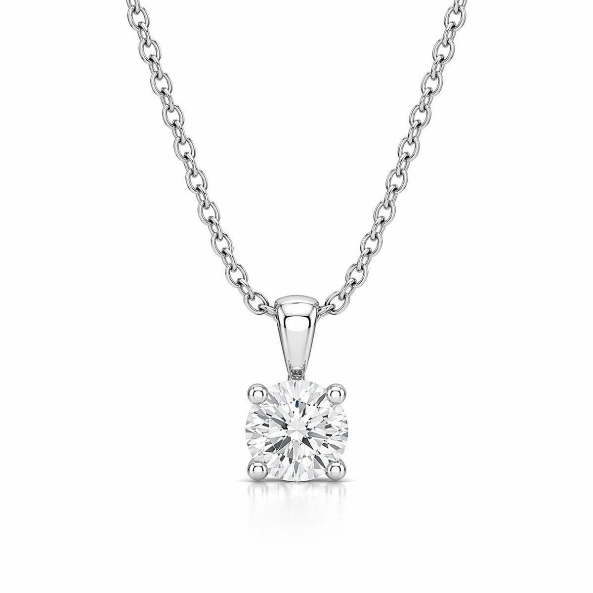 Round Cut Lab Diamond Pendant w/ 18" Chain (3 ct. tw.) in Sterling Silver