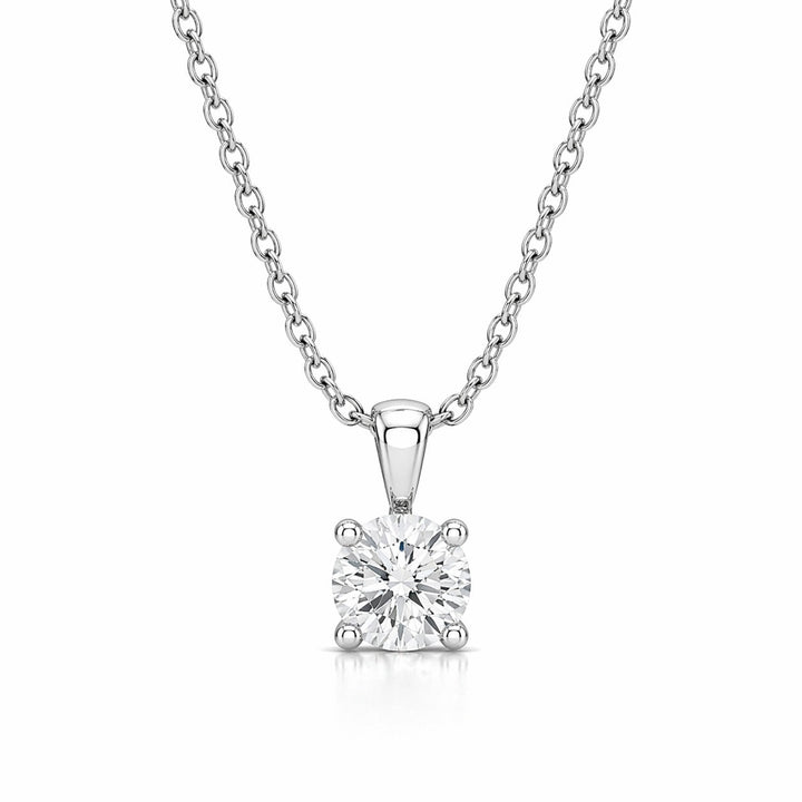 Round Cut Lab Diamond Pendant w/ 18" Chain (2 ct. tw.) in Sterling Silver