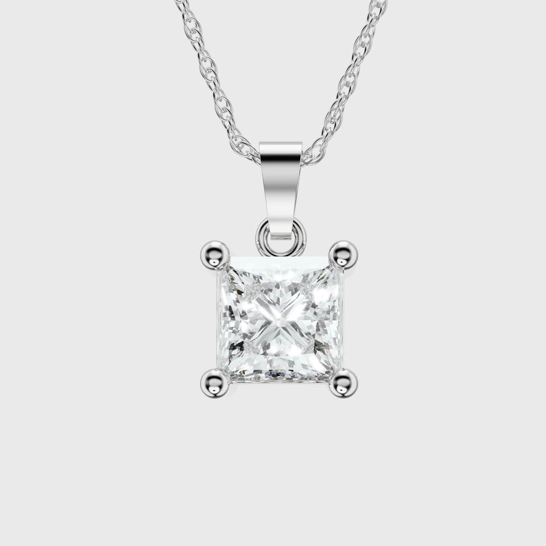 Certified Lab Grown Claw Prong Diamond Pendant (Princess Cut)