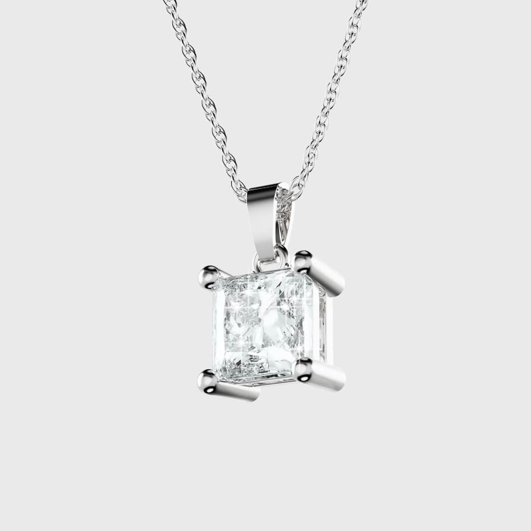 Certified Lab Grown Claw Prong Diamond Pendant (Princess Cut)