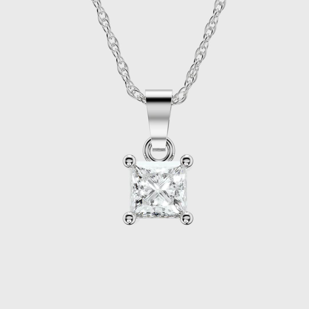 Certified Lab Grown Claw Prong Diamond Pendant (Princess Cut)