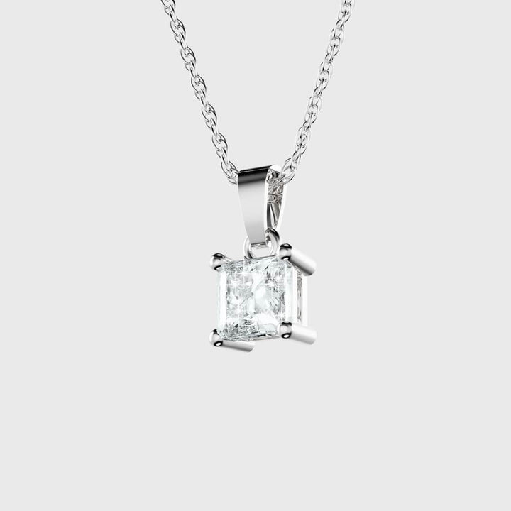 Certified Lab Grown Claw Prong Diamond Pendant (Princess Cut)