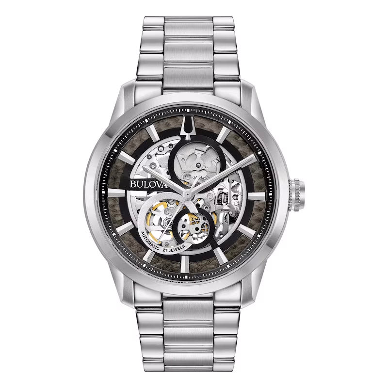 Bulova Sutton Automatic Skeleton — Grey Dial | 96A208