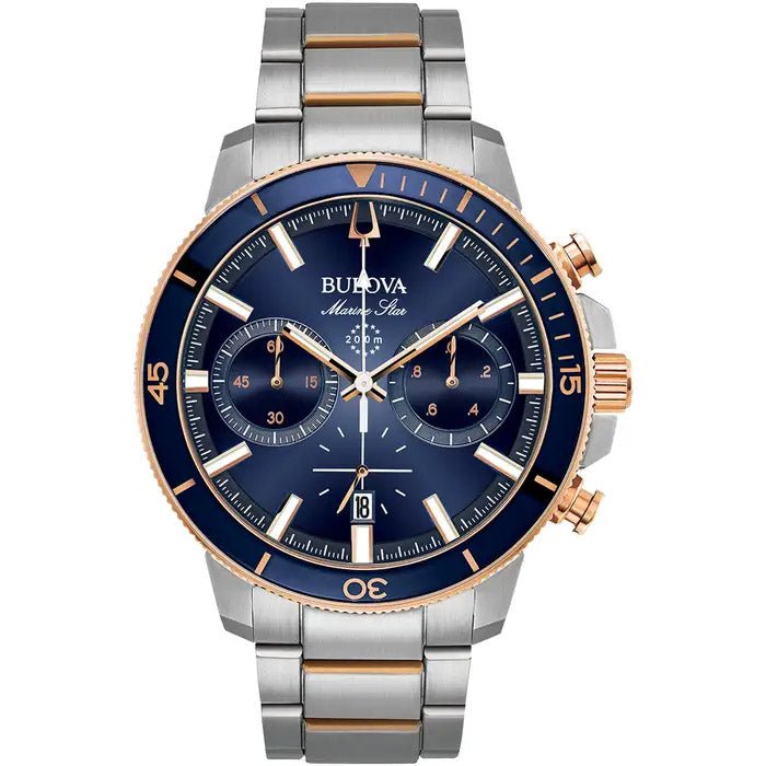 Bulova Marine Star Chronograph — Blue, Rose-Gold Tone | 98B301
