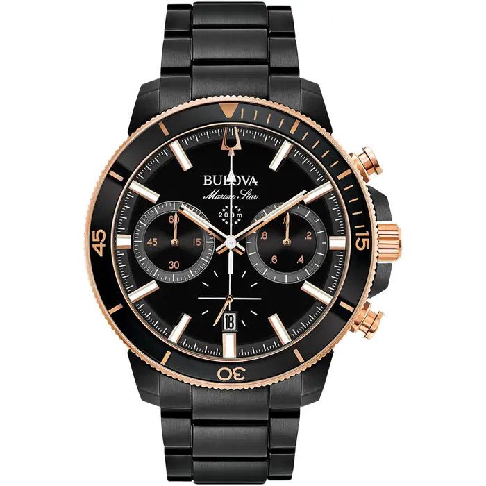 Bulova Marine Star Chronograph — Black, Rose-Gold-Tone | 98B302