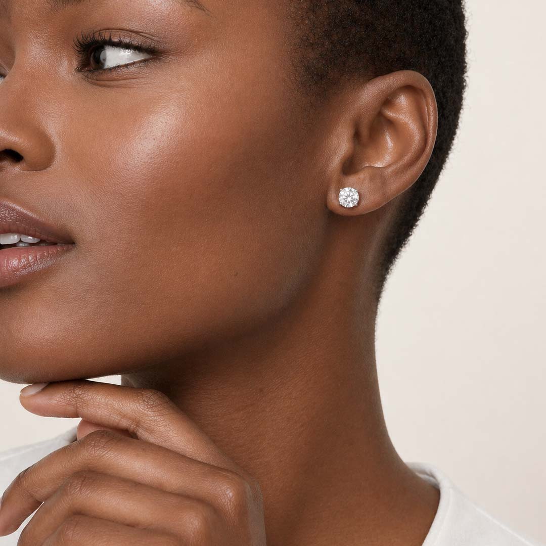Round Cut Lab Diamond Stud Earrings (3 ct. tw.) in Sterling Silver