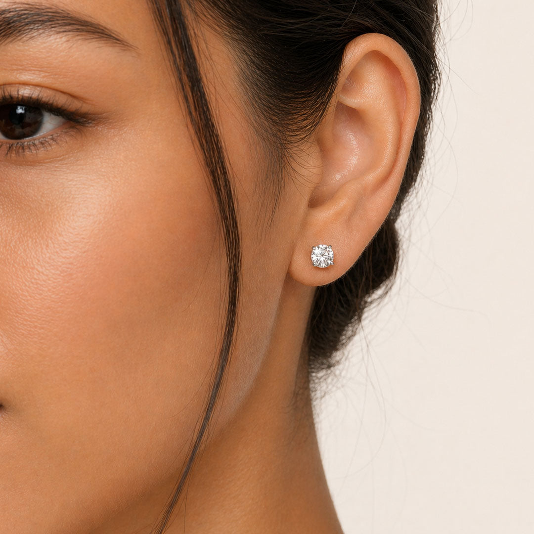 Round Cut Lab Diamond Stud Earrings (1 ct. tw.) in Sterling Silver