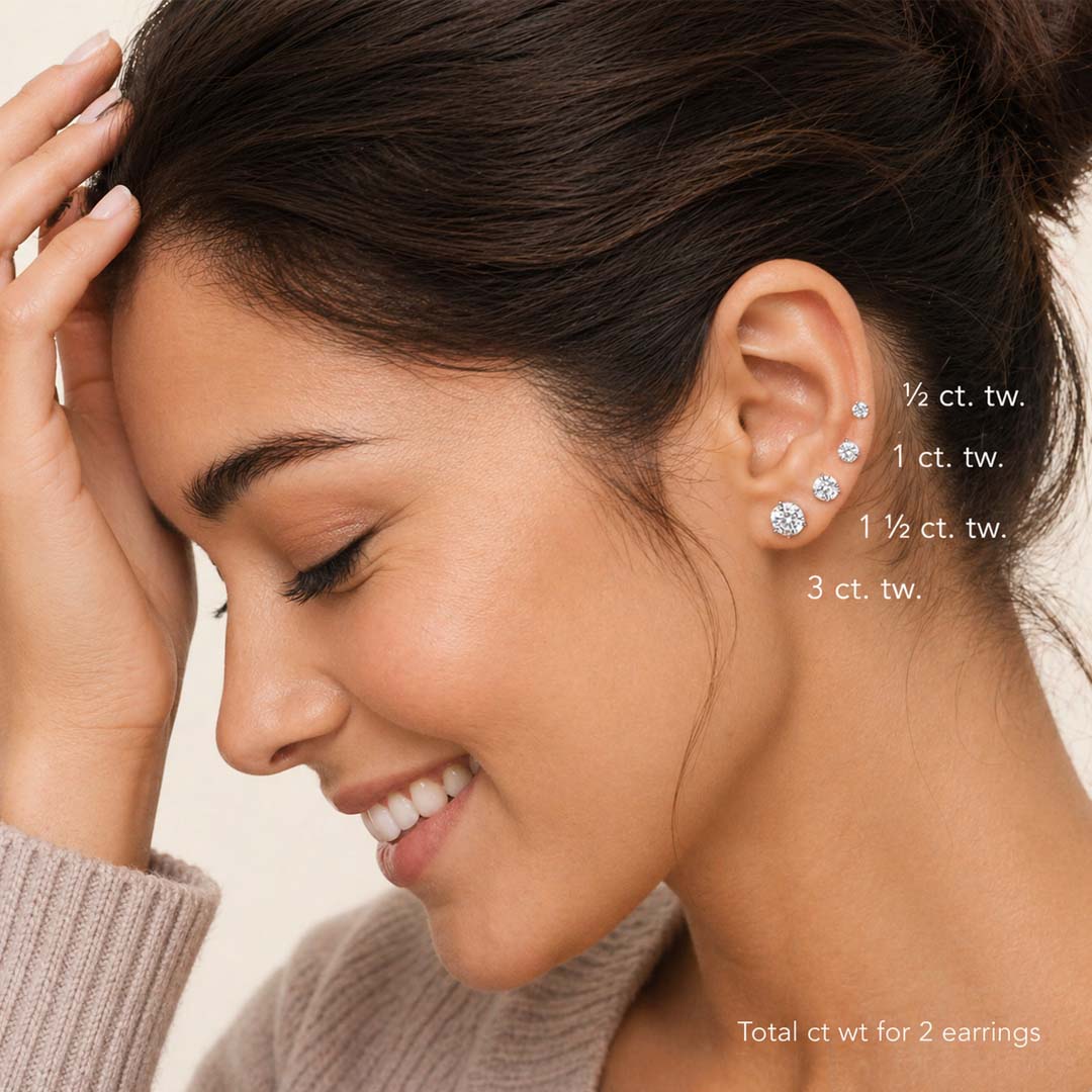 Round Cut Lab Diamond Stud Earrings (1 ct. tw.) in 14K Yellow Gold