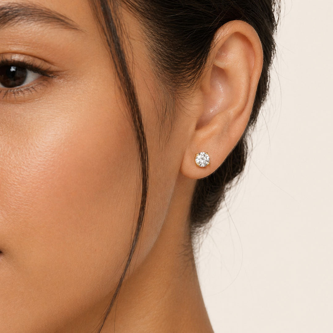 Round Cut Lab Diamond Stud Earrings (1 ct. tw.) in 14K Yellow Gold