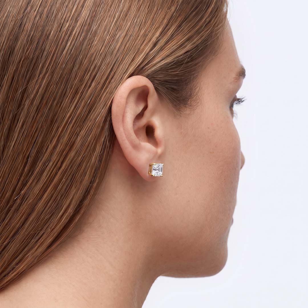 Asscher Cut Lab Diamond Stud Earrings (1.5 ct. tw.) in Gold Vermeil