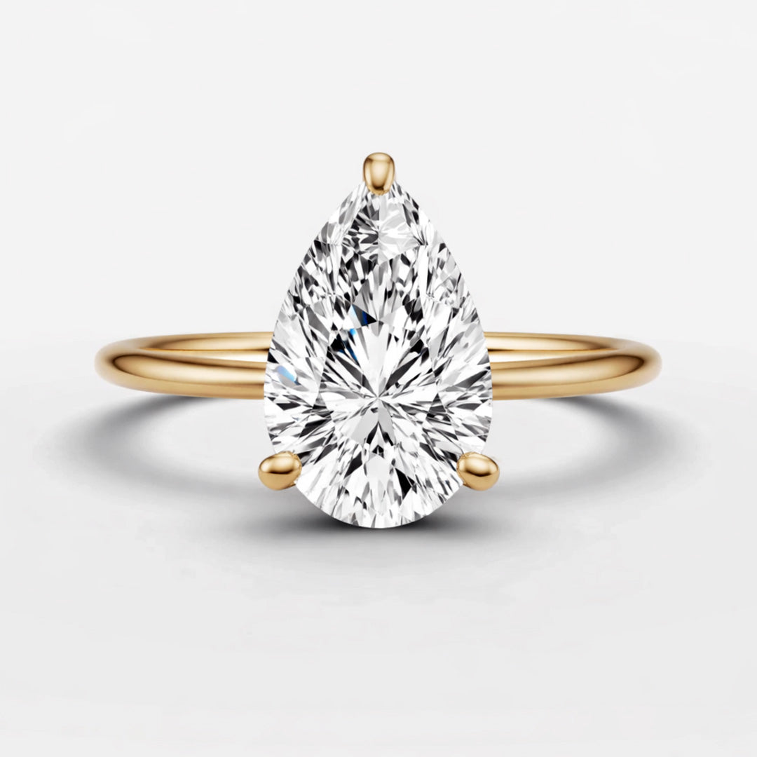 Hidden Halo Ring - Pear