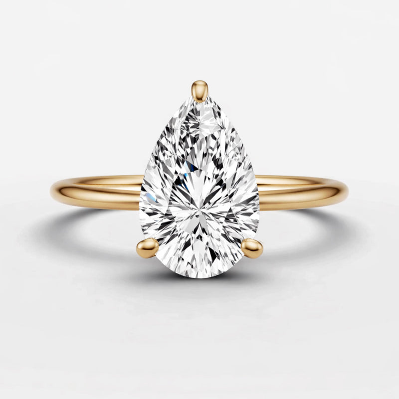 Hidden Halo Ring - Pear