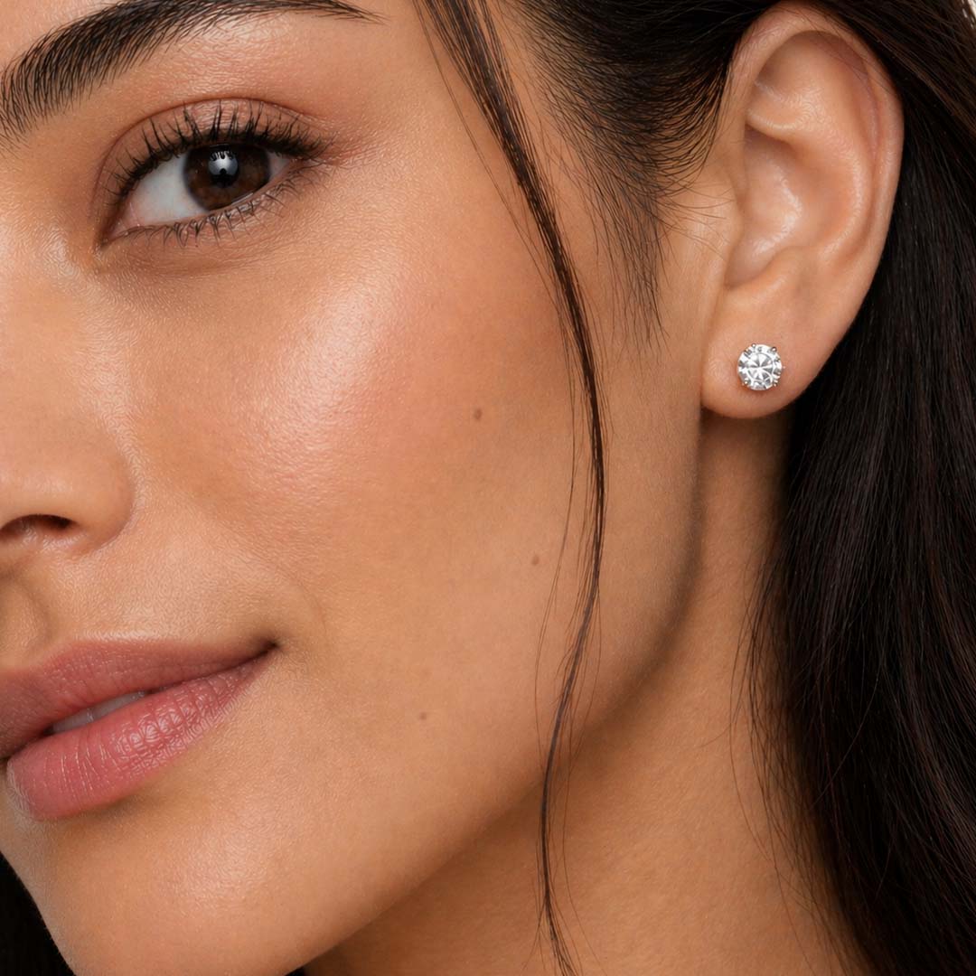 Round Cut Lab Diamond Stud Earrings (1.5 ct. tw.) in Sterling Silver