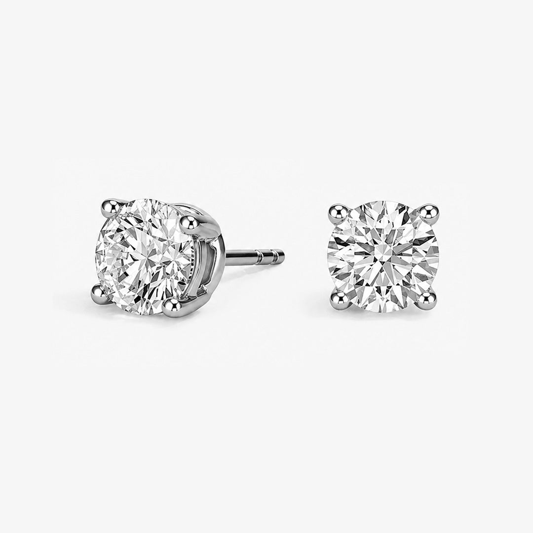 Round Lab Grown Diamond Stud Earrings in 14K White Gold