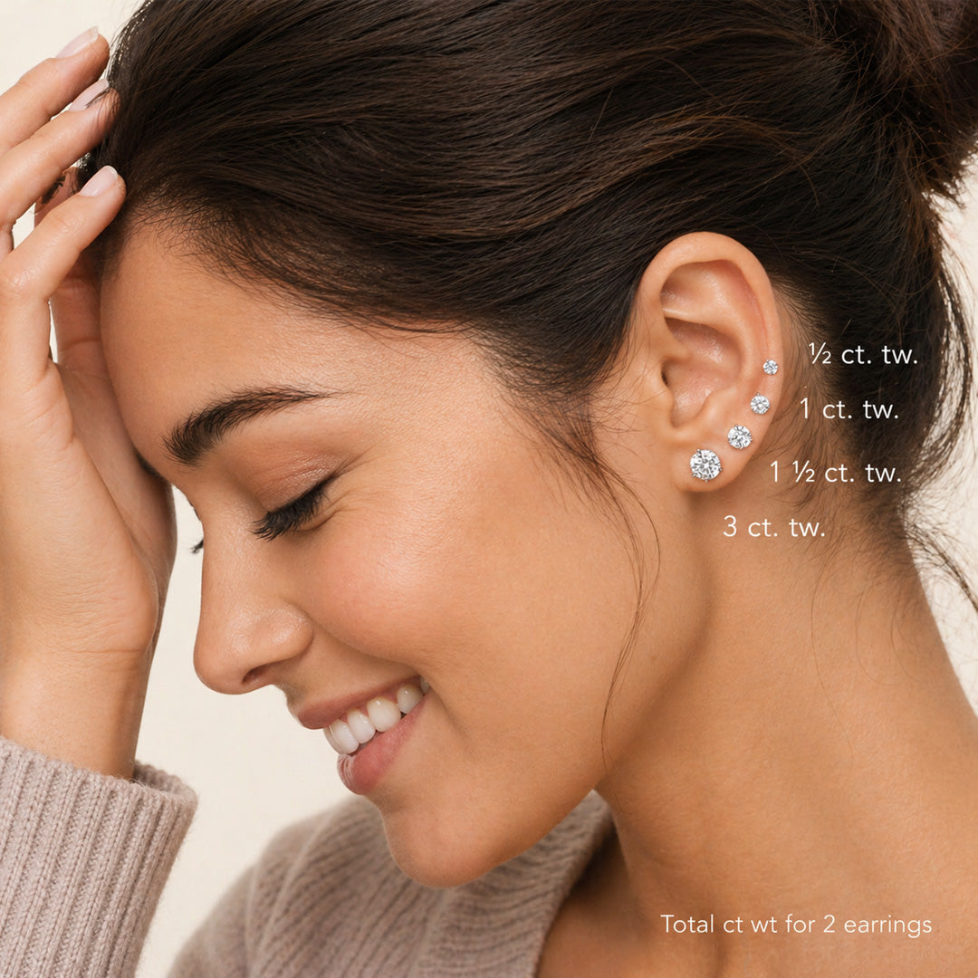 Round Cut Lab Diamond Stud Earrings (0.25 ct. tw.) in Gold Vermeil