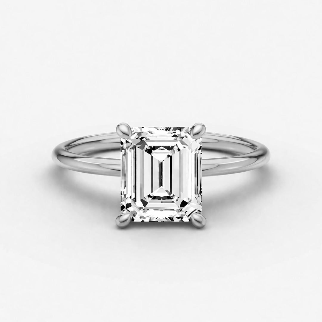 Hidden Halo Ring - Emerald