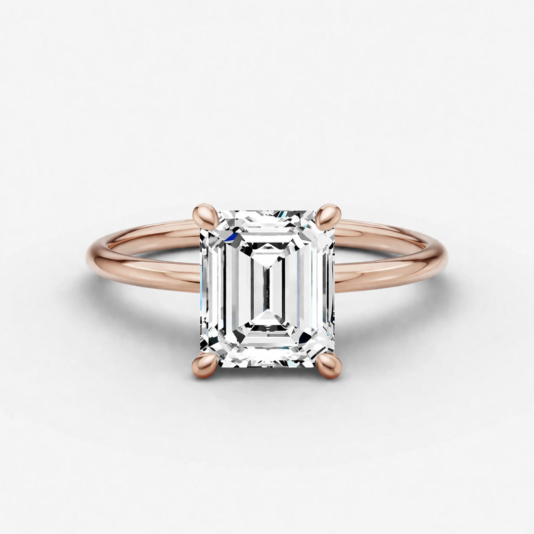 Hidden Halo Ring - Emerald