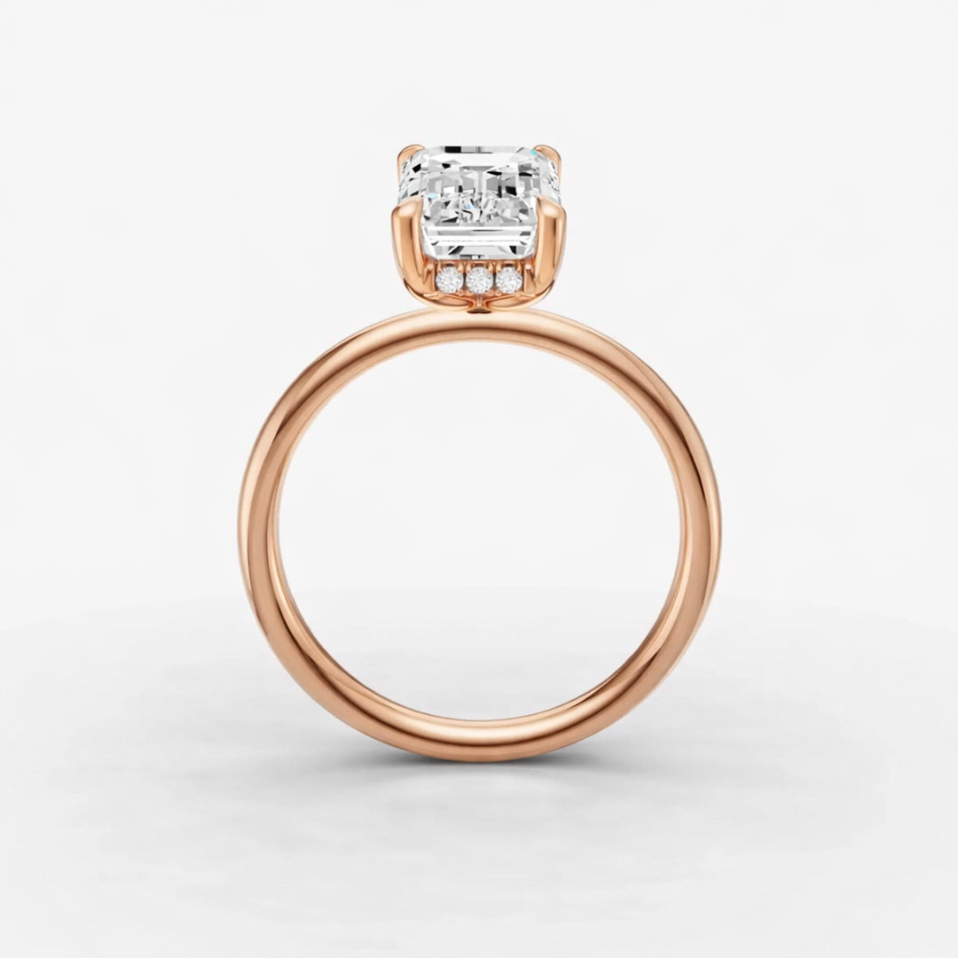 Hidden Halo Ring - Emerald