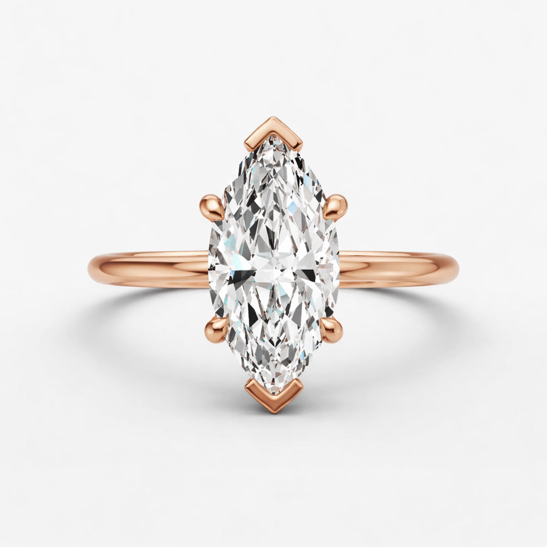 Hidden Halo Ring - Marquise