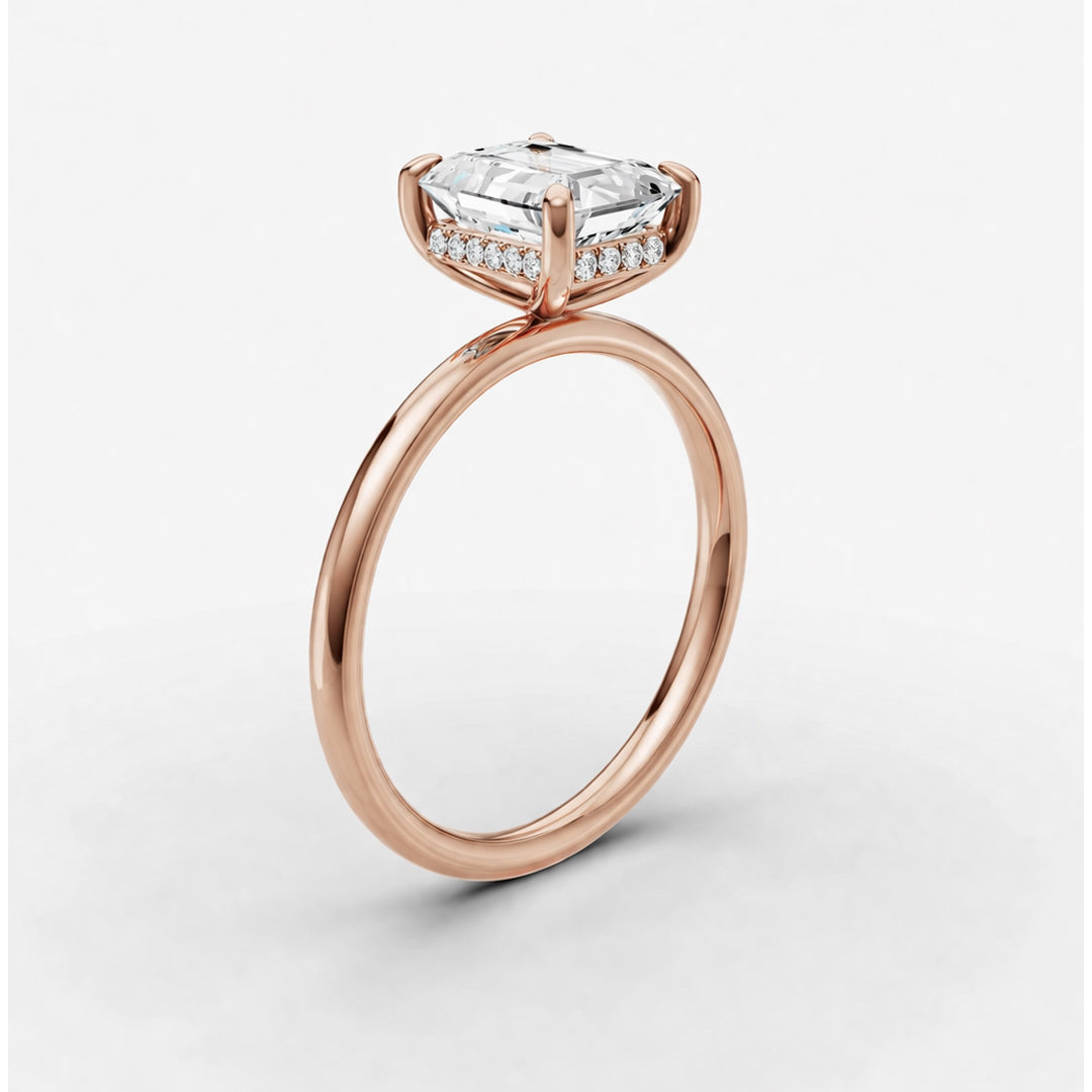 Hidden Halo Ring - Emerald