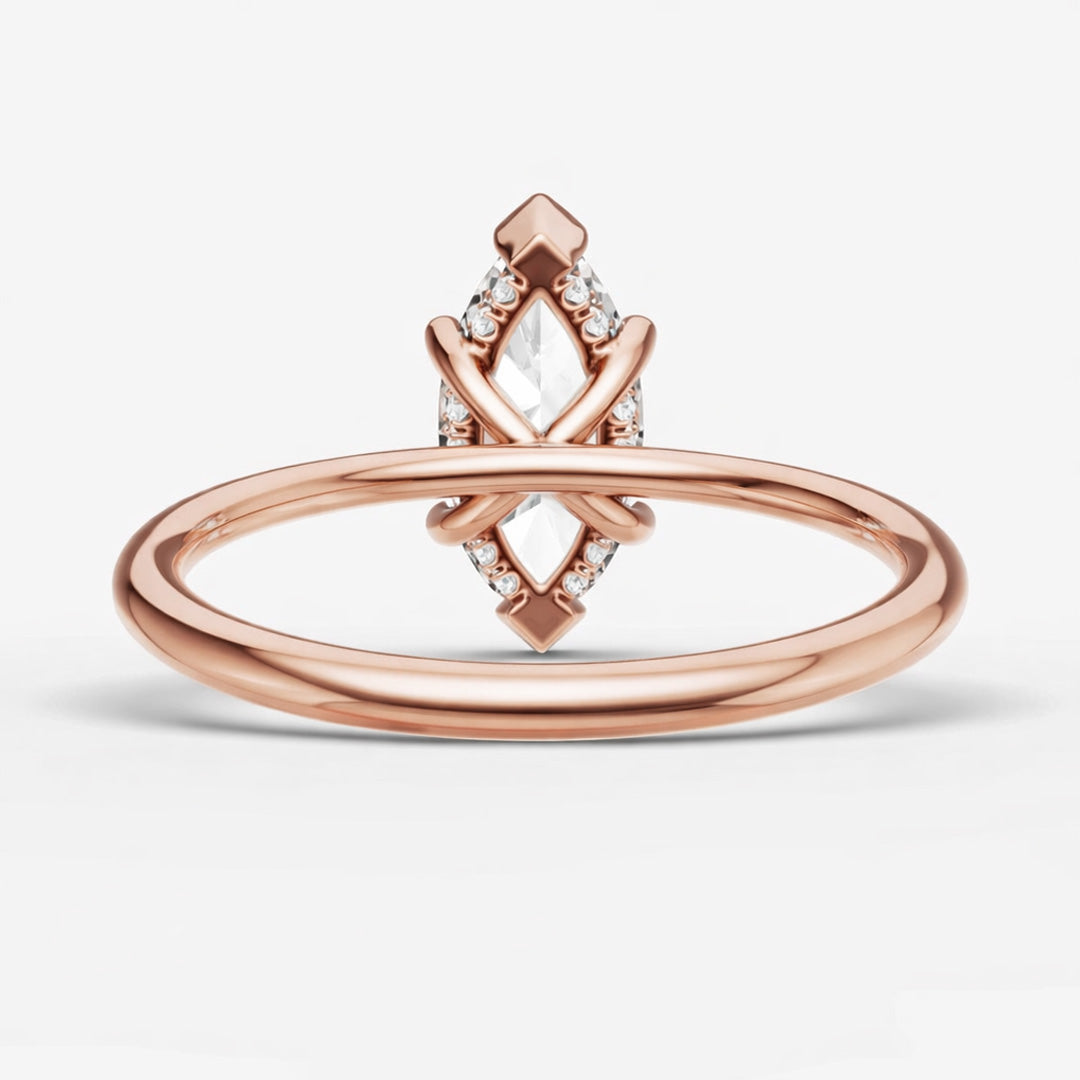 Hidden Halo Ring - Marquise