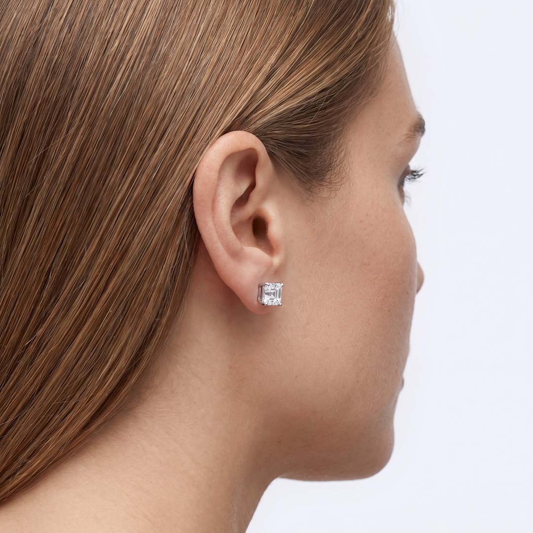 Asscher Cut Lab Diamond Stud Earrings (1.5 ct. tw.) in Sterling Silver