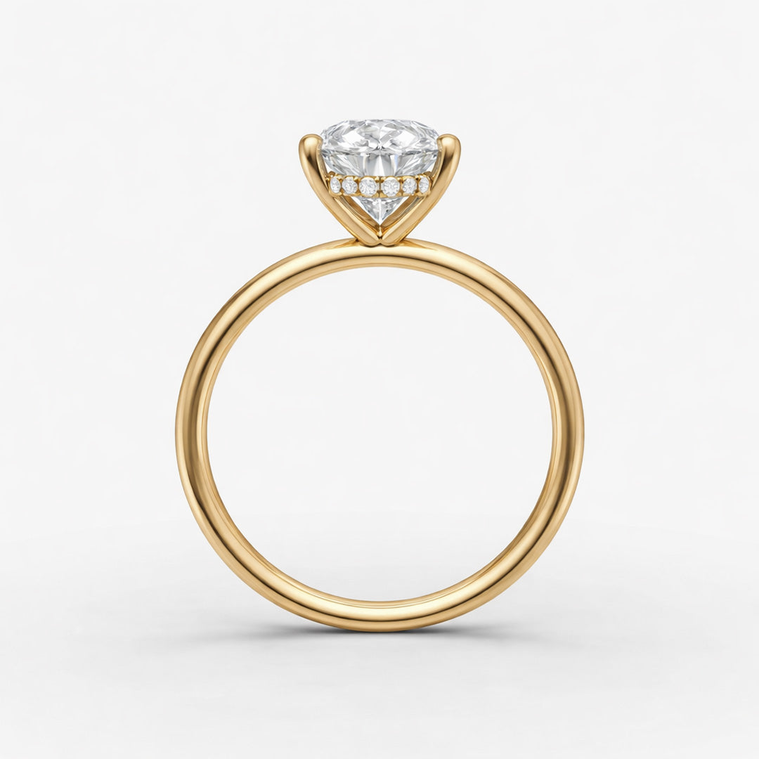 Hidden Halo Ring - Pear