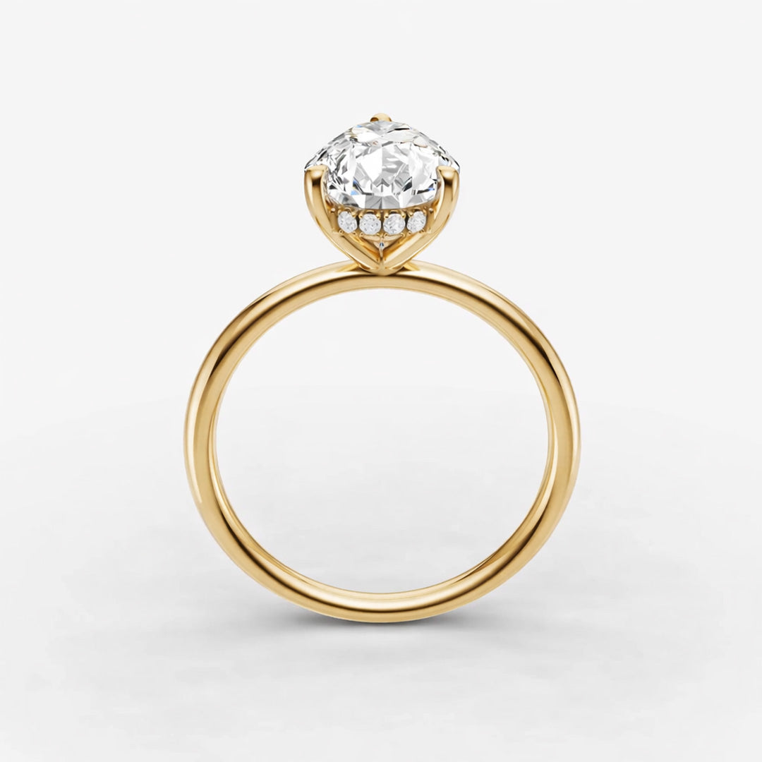 Hidden Halo Ring - Pear