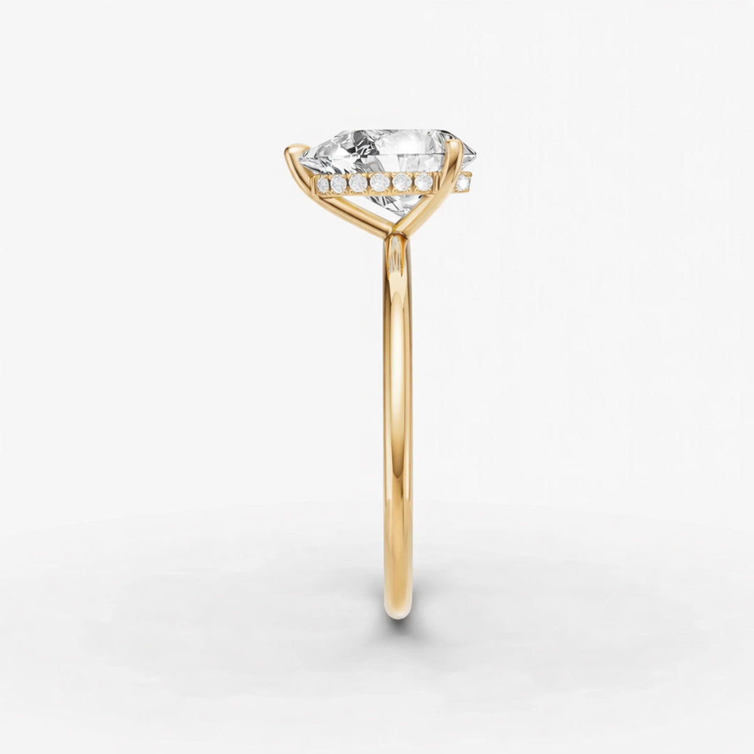 Hidden Halo Ring - Pear
