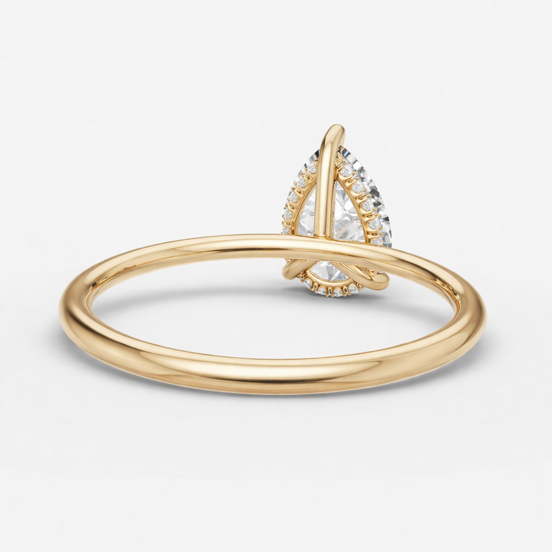 Hidden Halo Ring - Pear