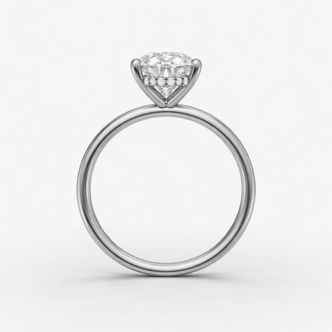 Hidden Halo Ring - Pear