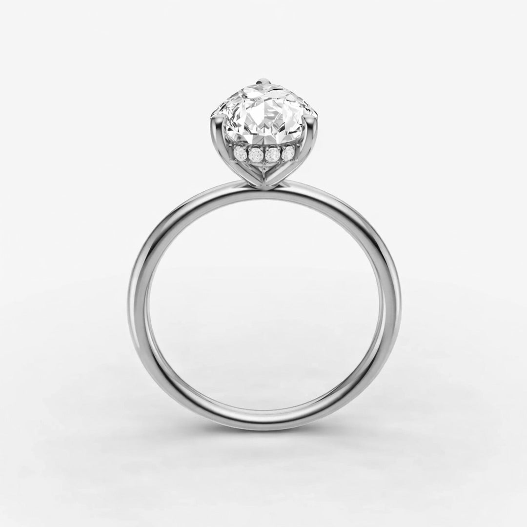 Hidden Halo Ring - Pear