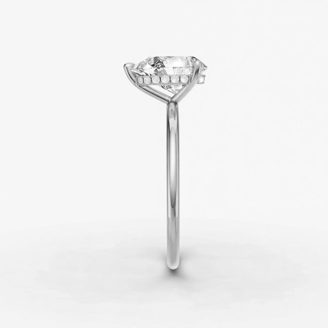 Hidden Halo Ring - Pear