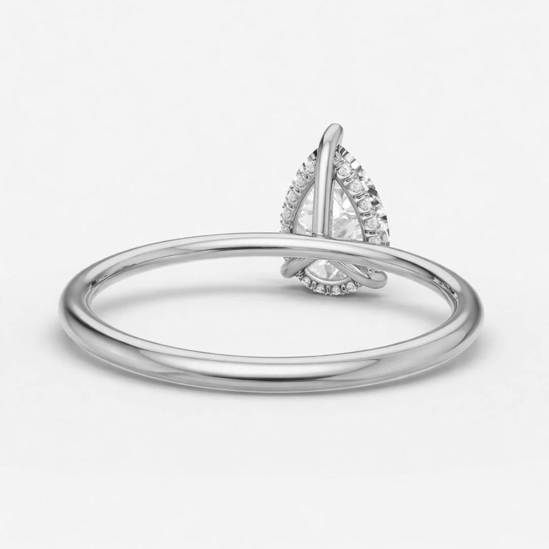 Hidden Halo Ring - Pear