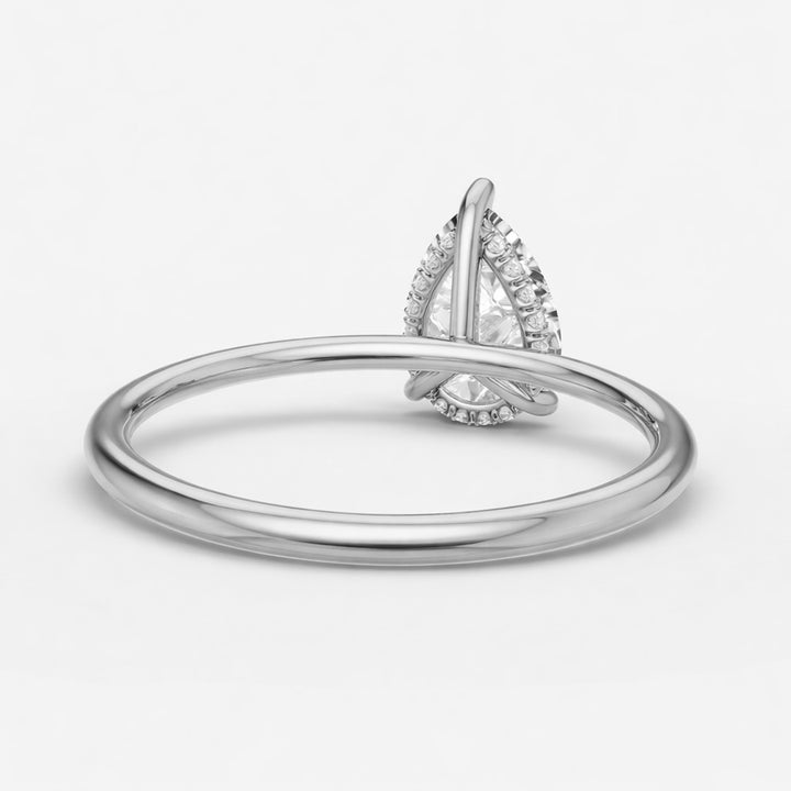 Hidden Halo Ring - Pear